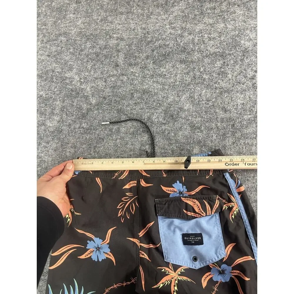 Quiksilver Board Shorts Mens 28 Brown Blue Swim Trunks Pineapple Print N100